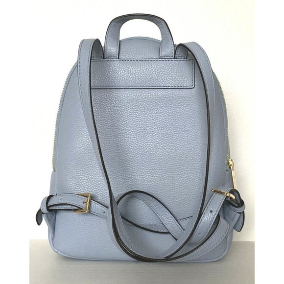 New Michael Kors Erin Medium Backpack Pebble Leather Pale Blue Studs